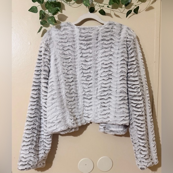 Planet Gold Textured Teddy Jacket - Cream - Picture 6 of 8